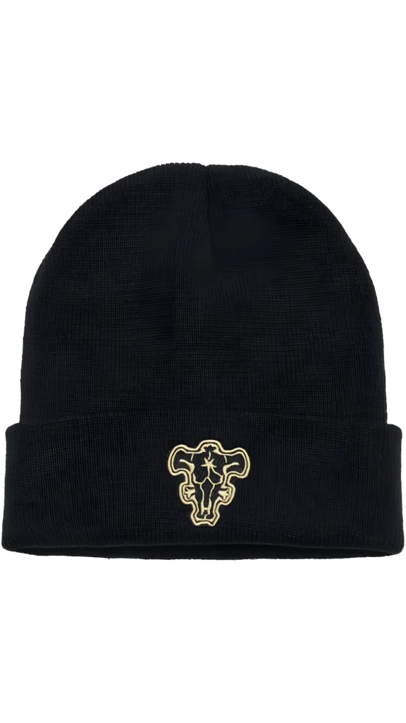 LoliMiss Anime Black Bull Embroidery Knit Beanie Hat